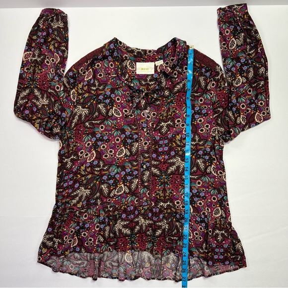 Anthropologie Maeve Janie Flounced Peasant Blouse - purple paisley/floral, L - Picture 8 of 12